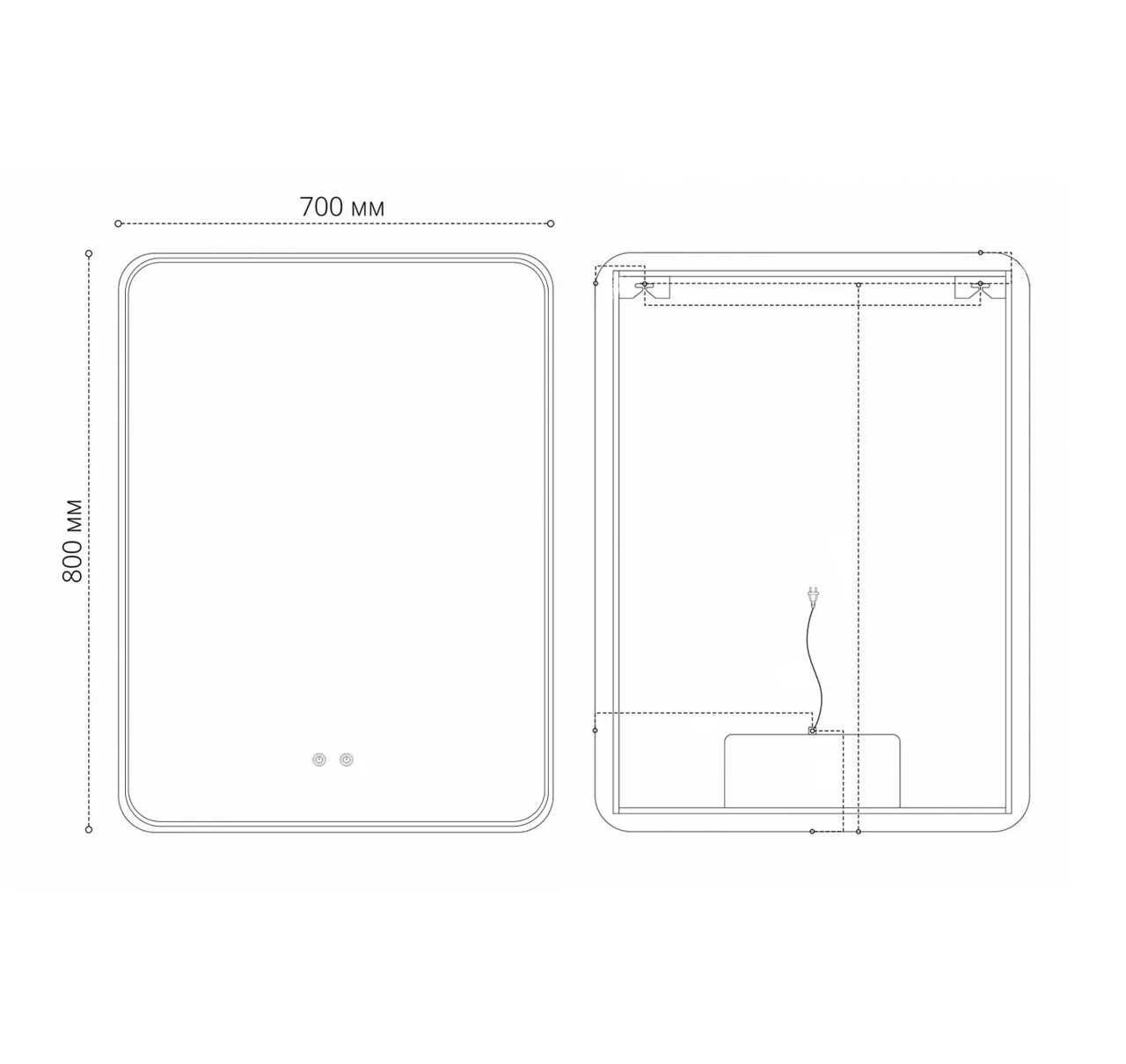 фото Зеркало Grossman ELEGANS-норма 700х800х45 LED с сенсорным выключателем и подогревом 
