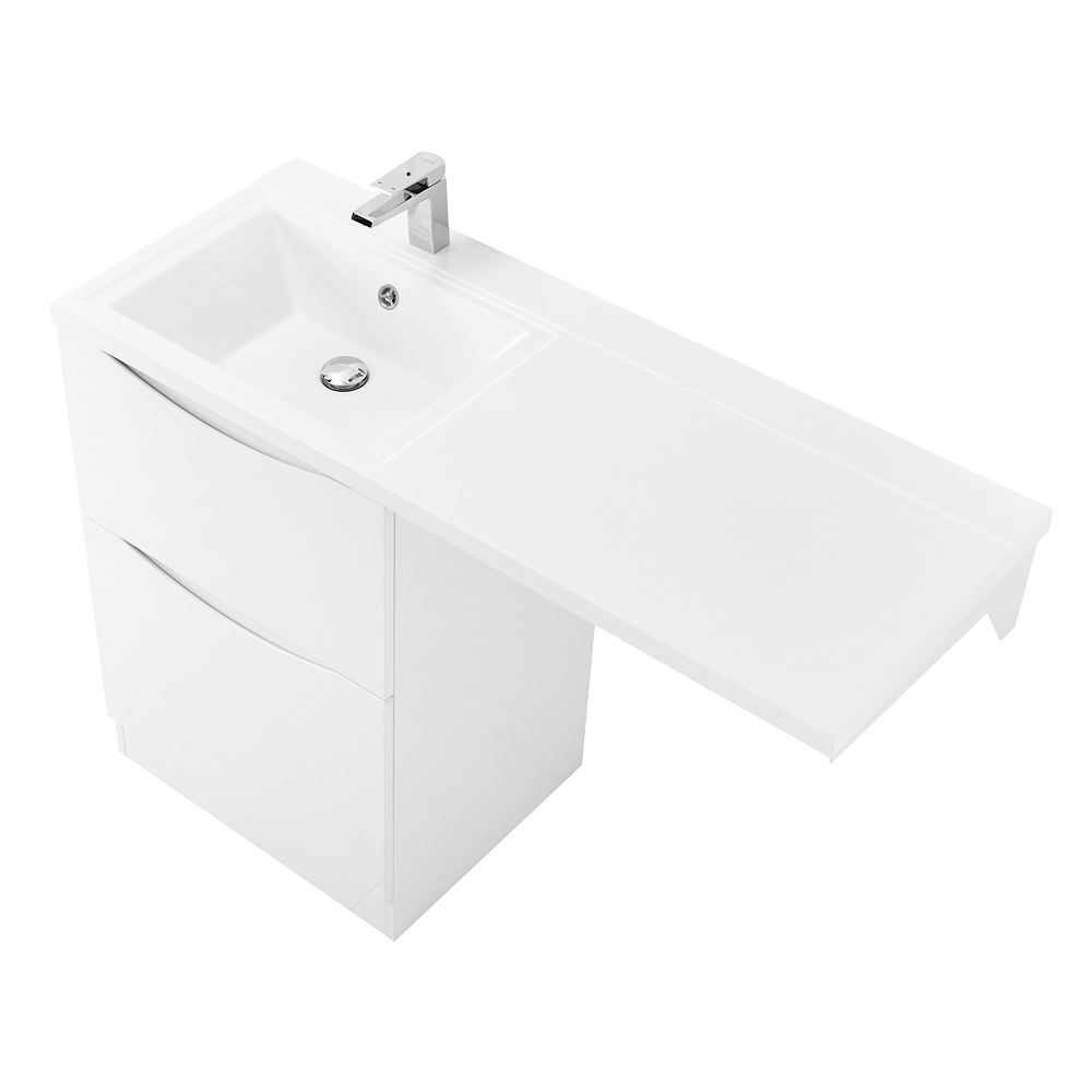 фото Тумба с раковиной напольная BelBagno LAVANDERIA-58/120-L Bianco Lucido, раковина белая 