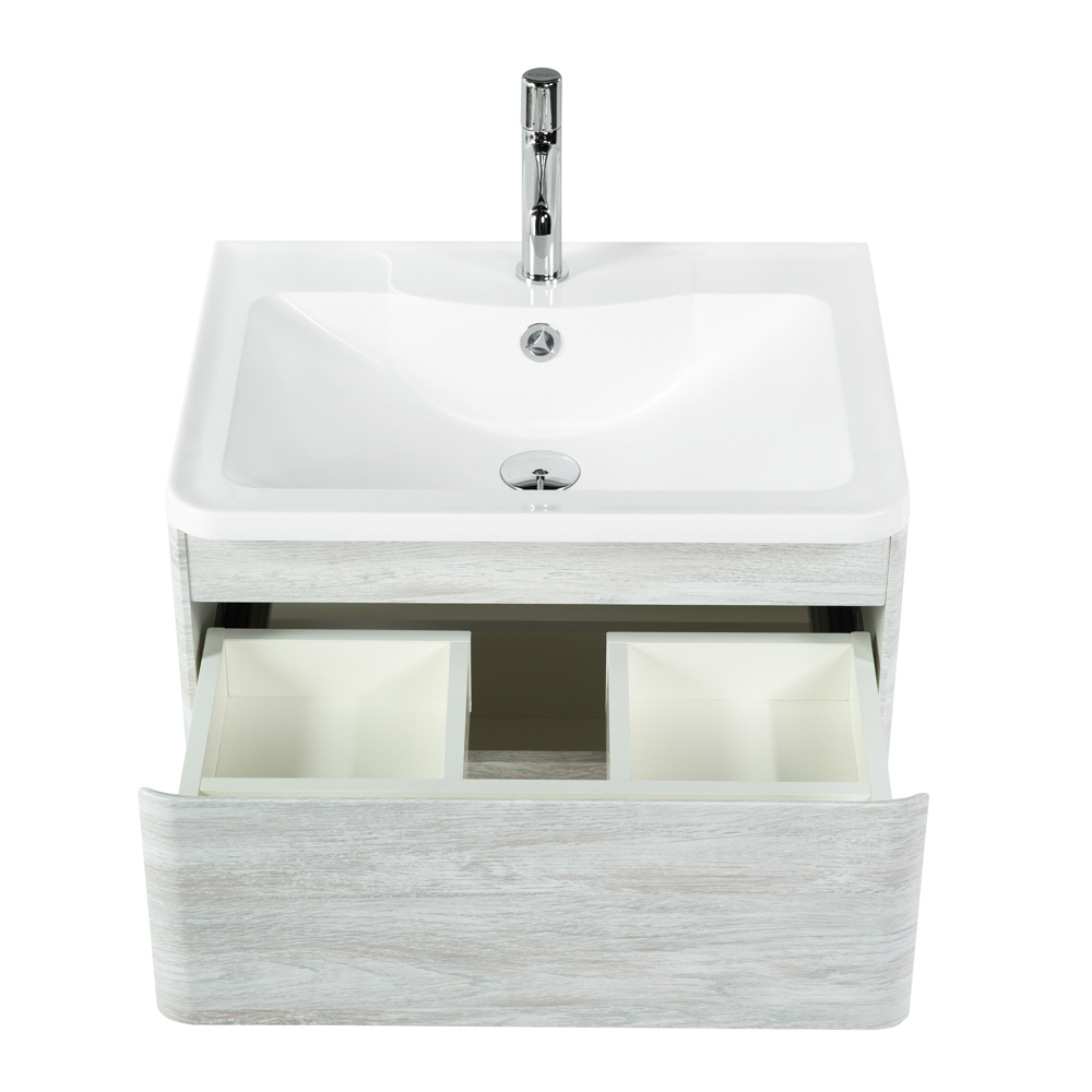 фото Тумба с раковиной подвесная BelBagno ALBANO 70 Rovere Vintage Bianco, раковина белая 