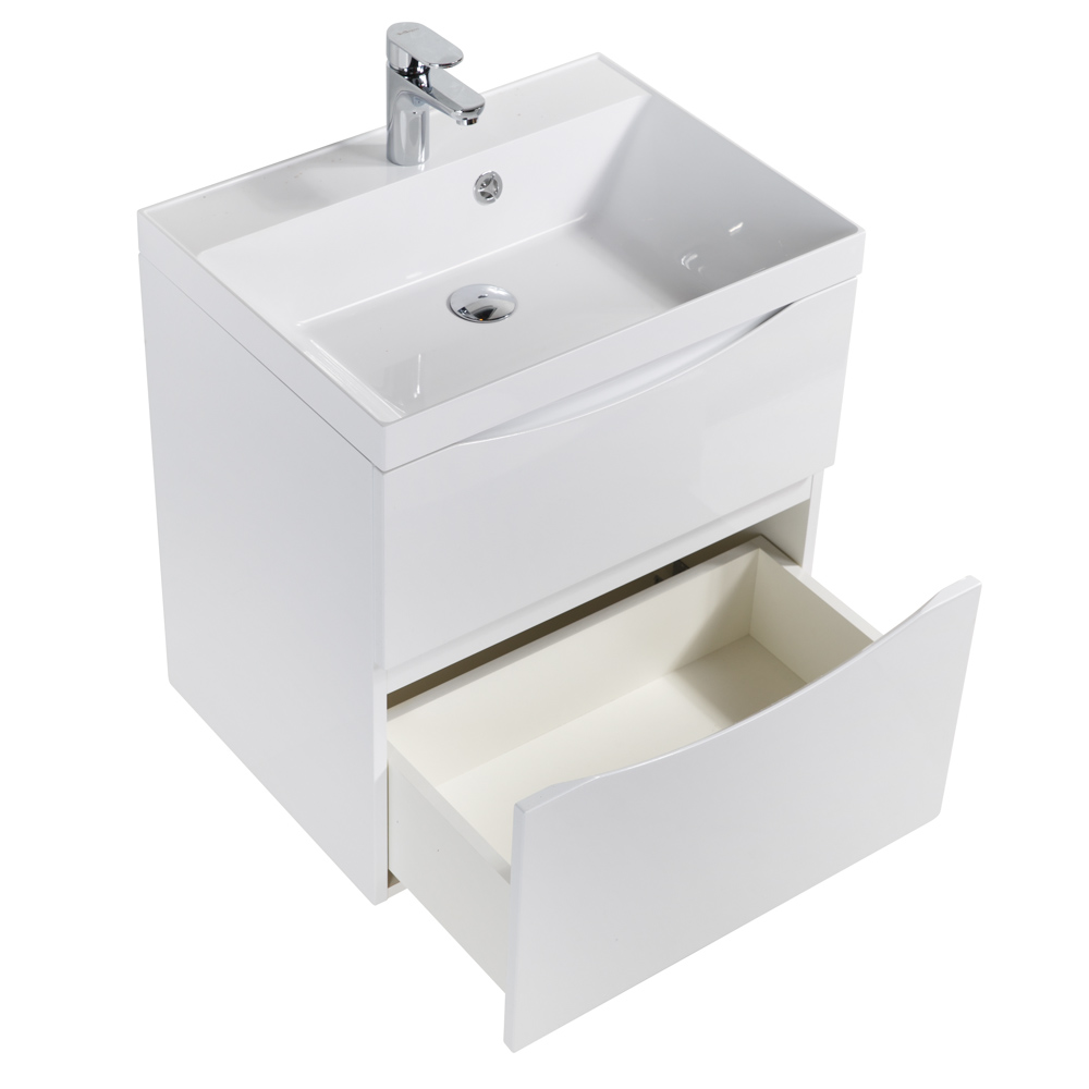 фото Тумба с раковиной подвесная BelBagno MARINO-H60 70 Bianco Lucido, раковина белая 