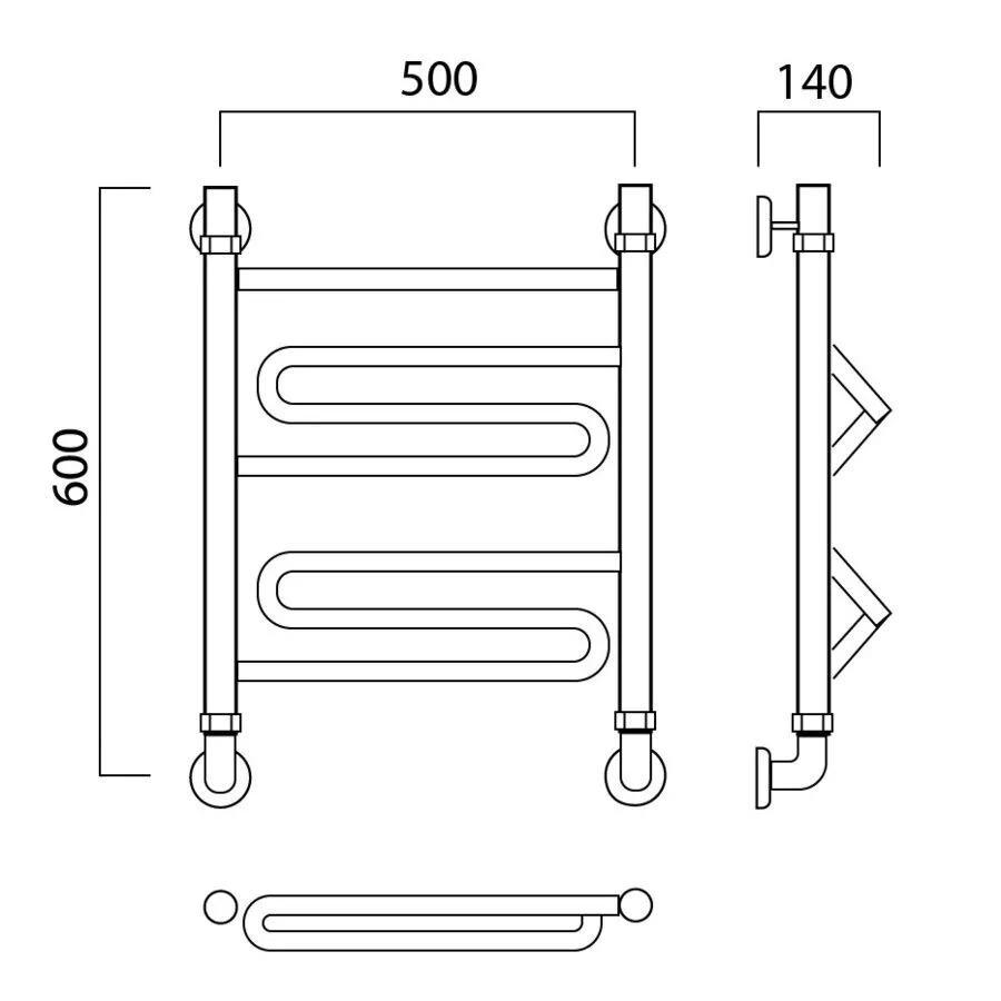 картинка Полотенцесушитель водяной ЗИГ-ЗАГ 60х50 Aquanerzh 00-18A6050 