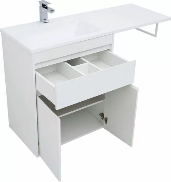 фото Тумба с раковиной Aquanet Токио 130 L белый (напольная, 1 ящик, 2 дверцы) арт. 00239215 