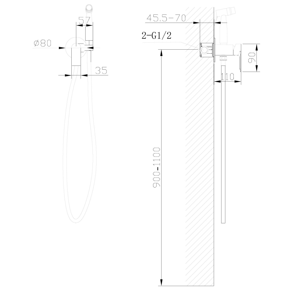 картинка Смеситель ABBER Weiss Insel AF8025B с гигиеническим душем черный матовый 