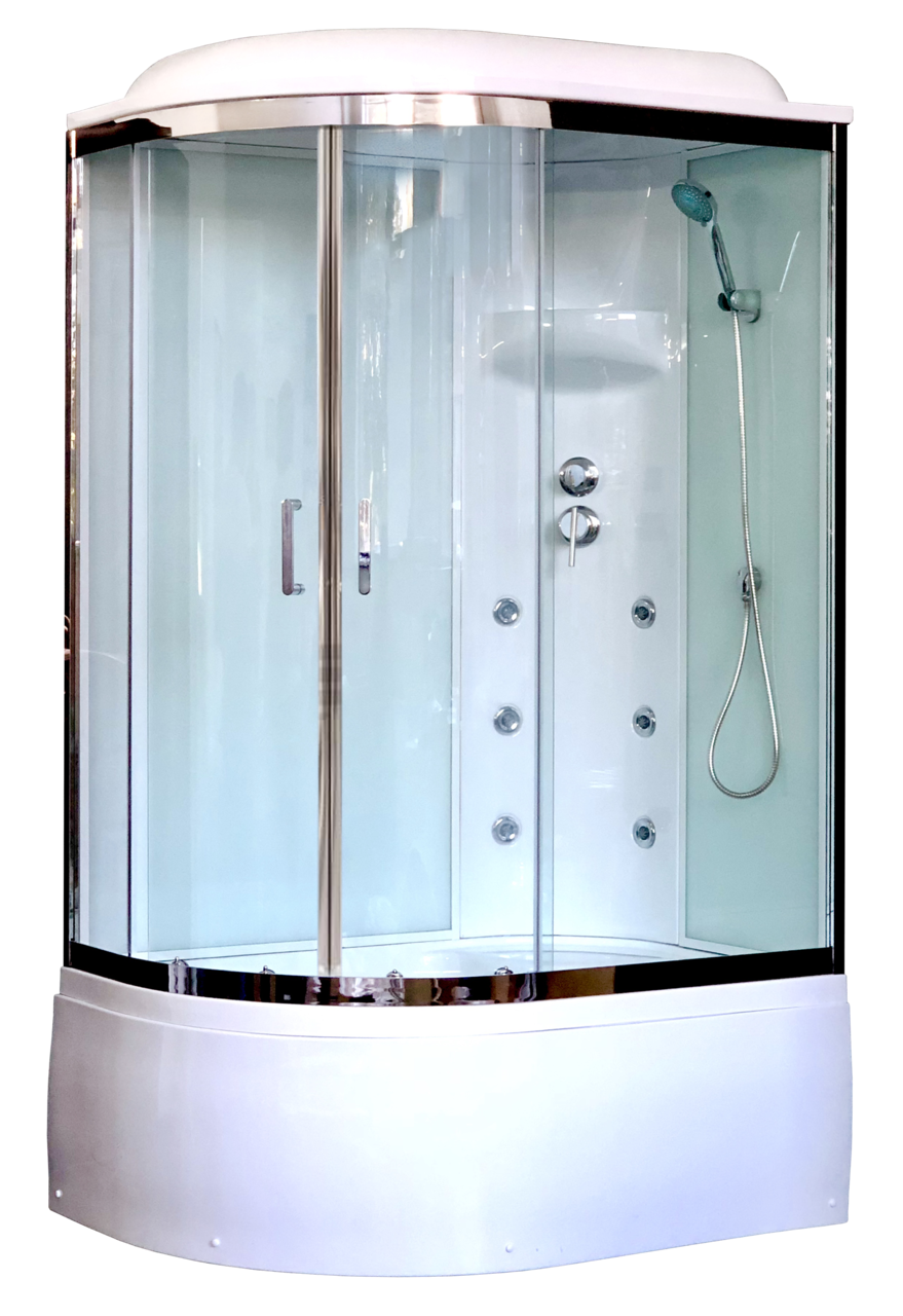 картинка Душевая кабина Royal Bath 8120BK3-WT-CH (белое/прозрачное) правая 120x80x217 