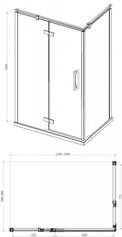 фото Душевой уголок BRAVAT BLACKLINE BS120.3112AB 