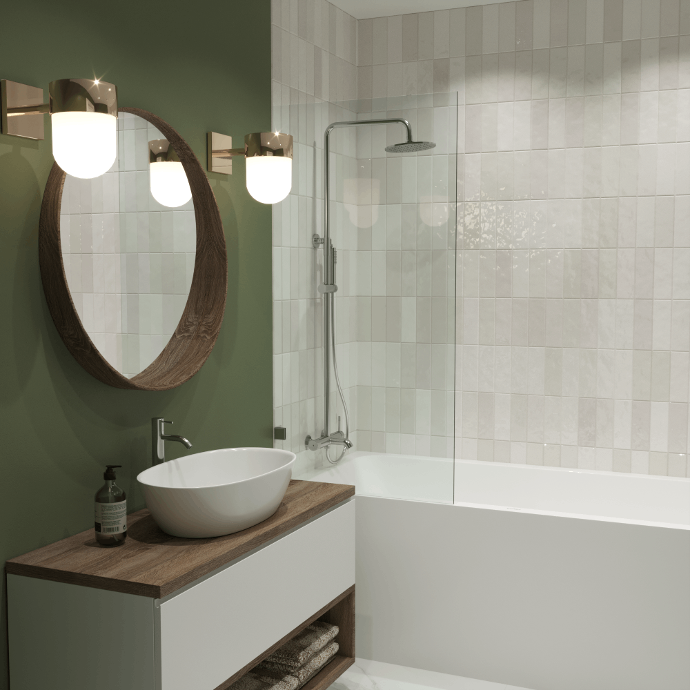 картинка Шторка для ванны Iberica Blanca Mod.405 неподвижная прозрачная профиль хром 70х140 см 