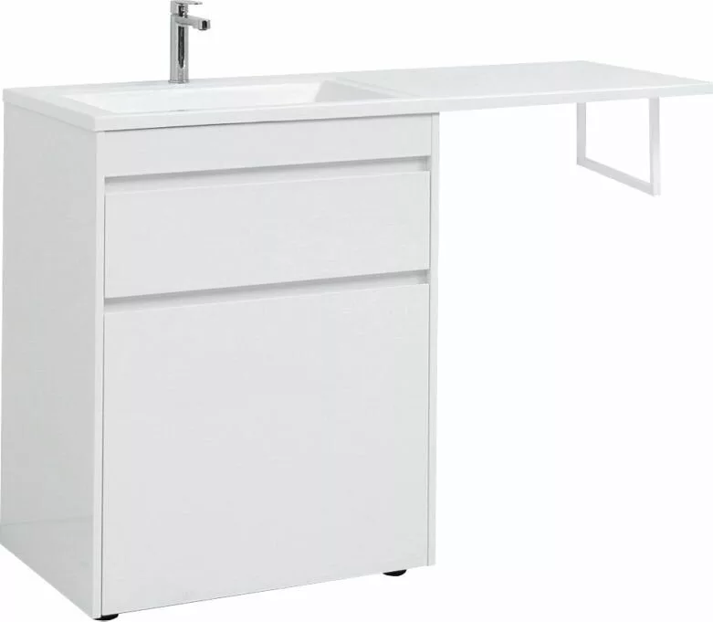 фото Тумба с раковиной Aquanet Токио 130 L белый (напольная, 1 ящик) арт. 00239302 