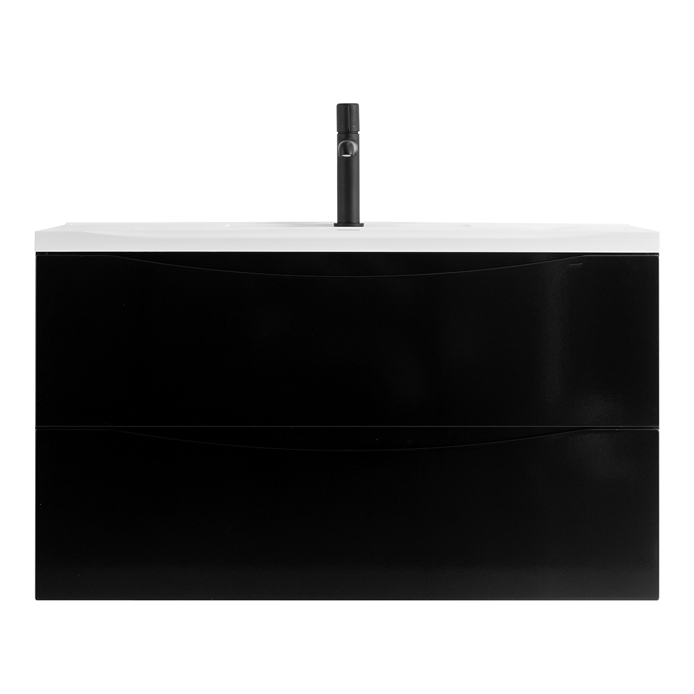 фото Тумба с раковиной подвесная BelBagno MARINO 100 Nero Lucido, раковина белая 