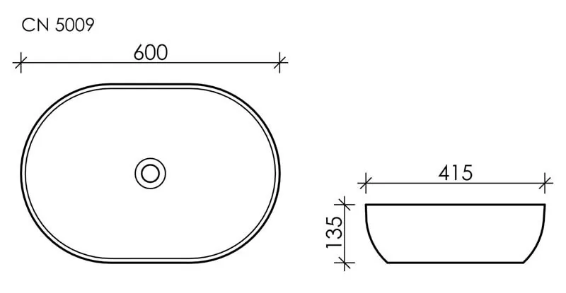 картинка Накладная раковина Ceramicanova Element CN5009 цвет белый 60х41.5 см 