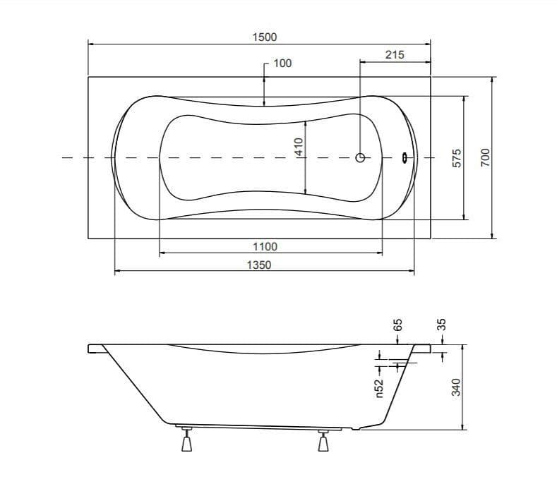 картинка Акриловая ванна Besco Aria Prosafe 150x70 