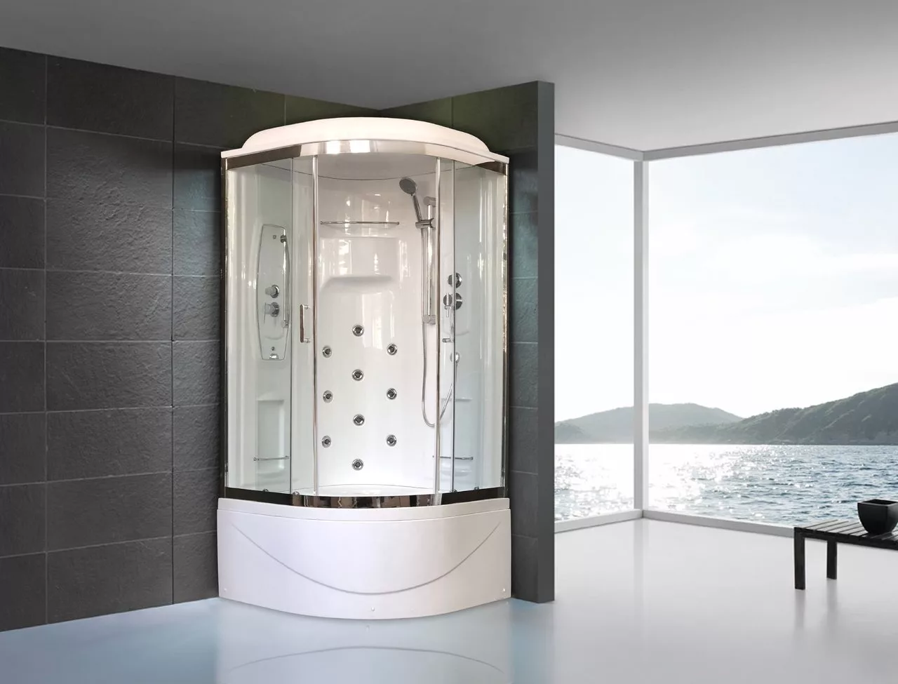 картинка Душевая кабина Royal Bath 90NRW-T-CH (прозрачное) 90x90x217 