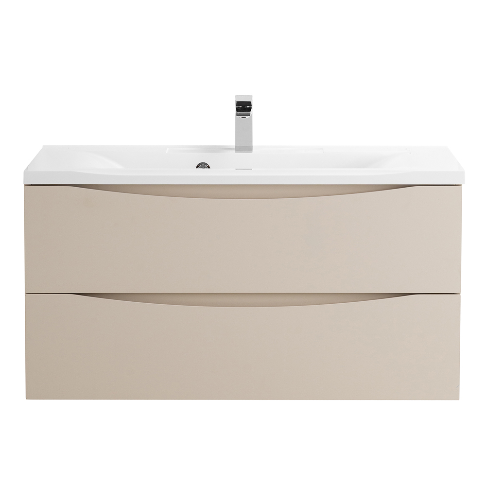 фото Тумба с раковиной подвесная BelBagno MARINO 100 Crema Opaco, раковина белая 