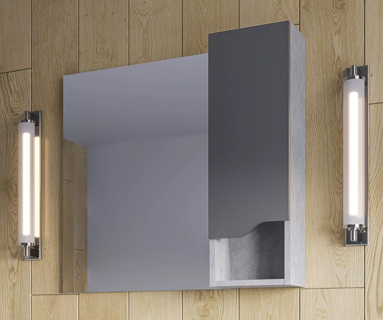 фото Зеркало-шкаф Stella Polar Абигель 80 серый цемент 
