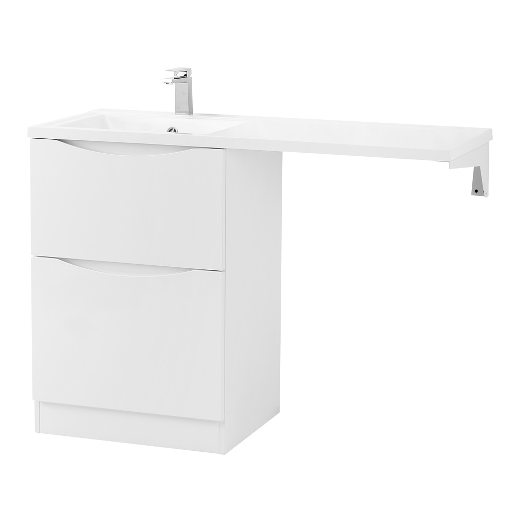 фото Тумба с раковиной напольная BelBagno LAVANDERIA-58/120-L Bianco Lucido, раковина белая 