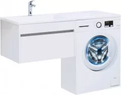 фото Тумба с раковиной Aquanet Токио 130 L белый (подвесная, 1 ящик) арт. 00239217 