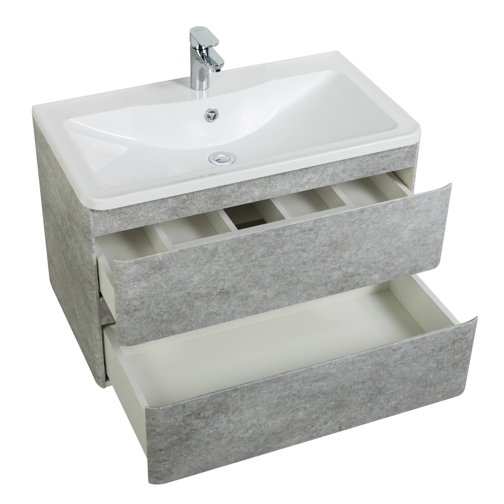 фото Тумба с раковиной подвесная BelBagno ALBANO 100 Cemento Verona Grigio, раковина белая 