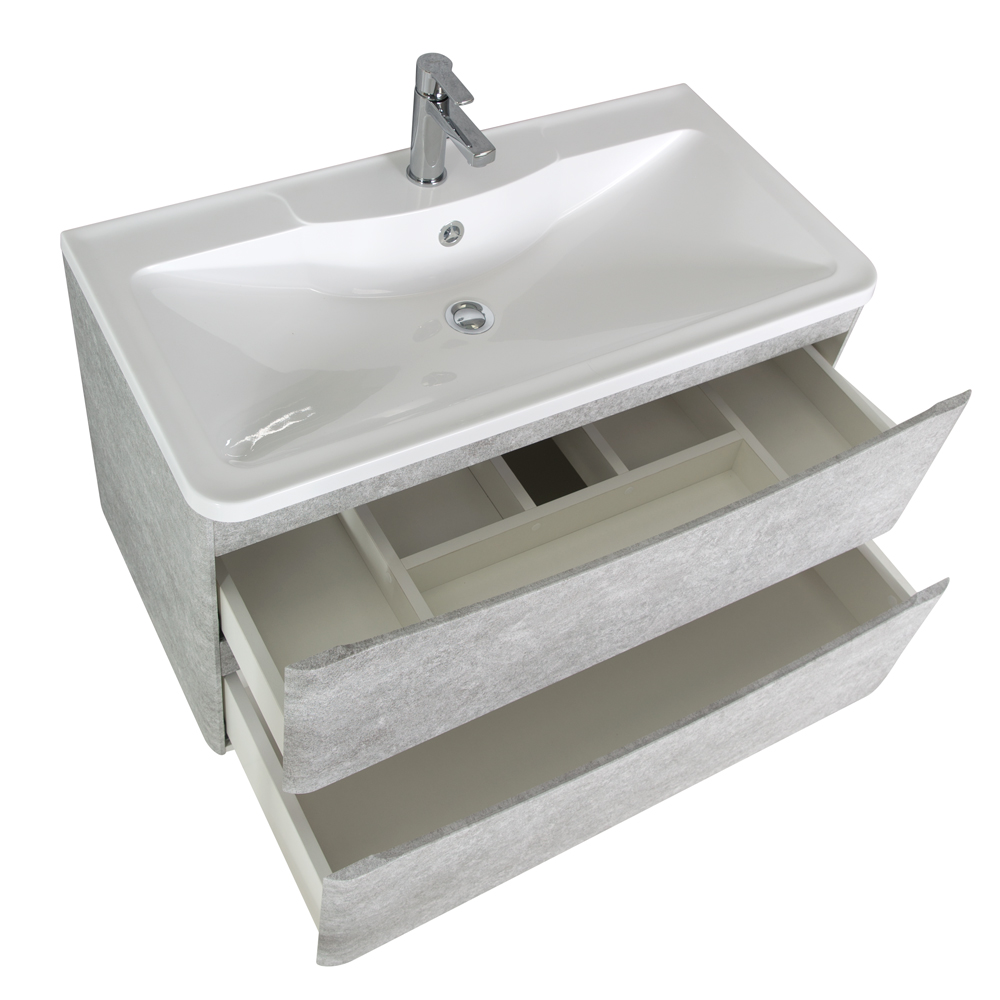 фото Тумба с раковиной подвесная BelBagno ACQUA 80 Cemento Verona Grigio, раковина белая 