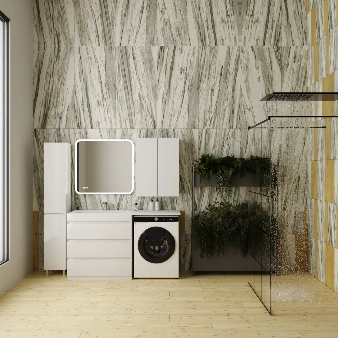 фото Тумба напольная Style Line Даллас 150 2 ящика Люкс белая PLUS 