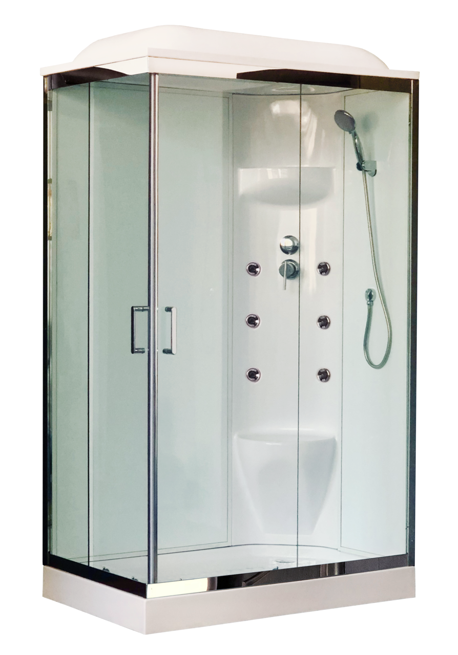 картинка Душевая кабина Royal Bath 8120HP7-WT-CH (белое/прозрачное) правая 120x80x217 