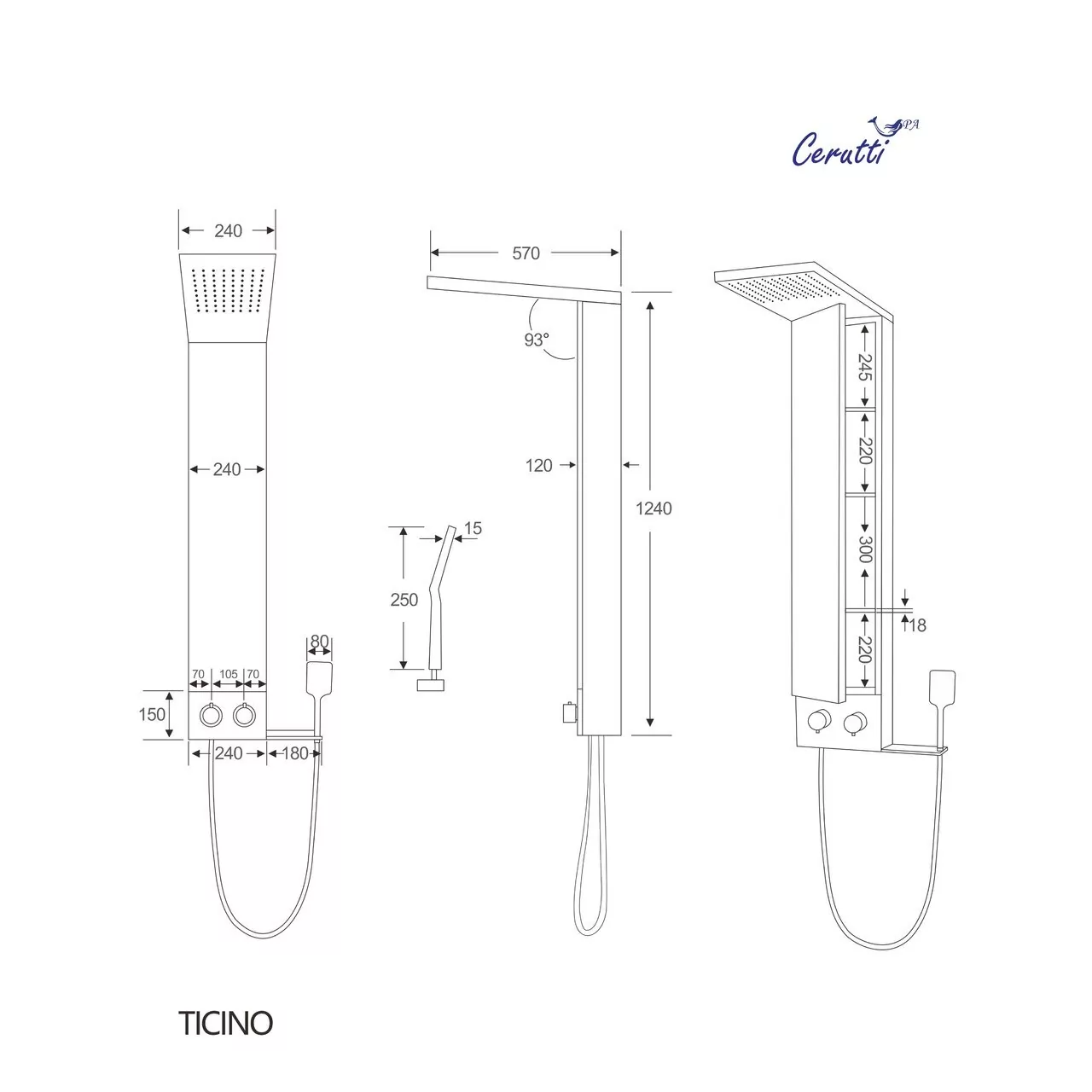 картинка Панель душевая Cerutti SPA TICINO CT9662 