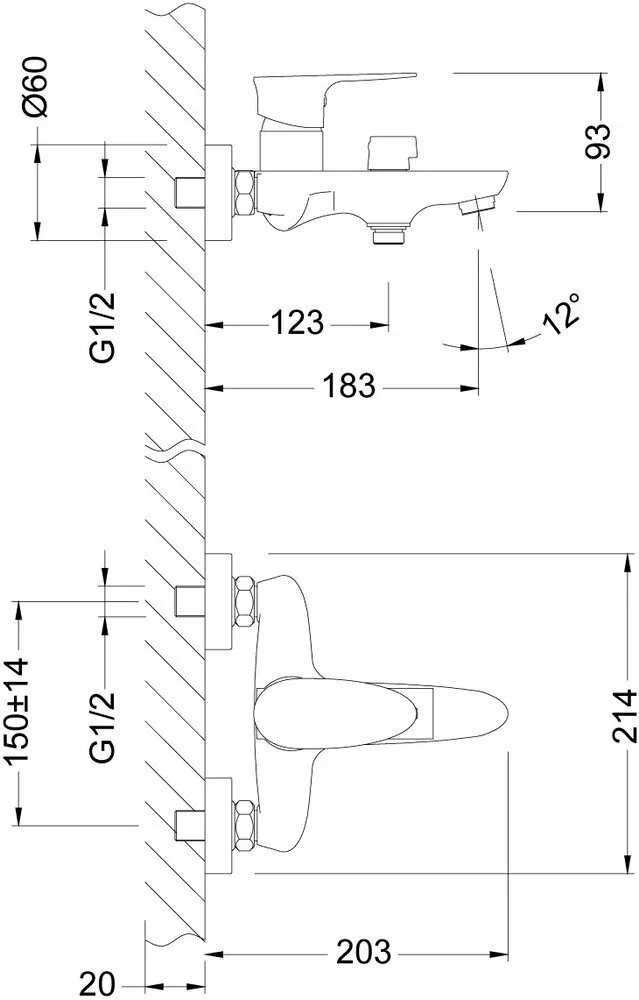 картинка Смеситель для ванны Lemark Nero LM0214C 