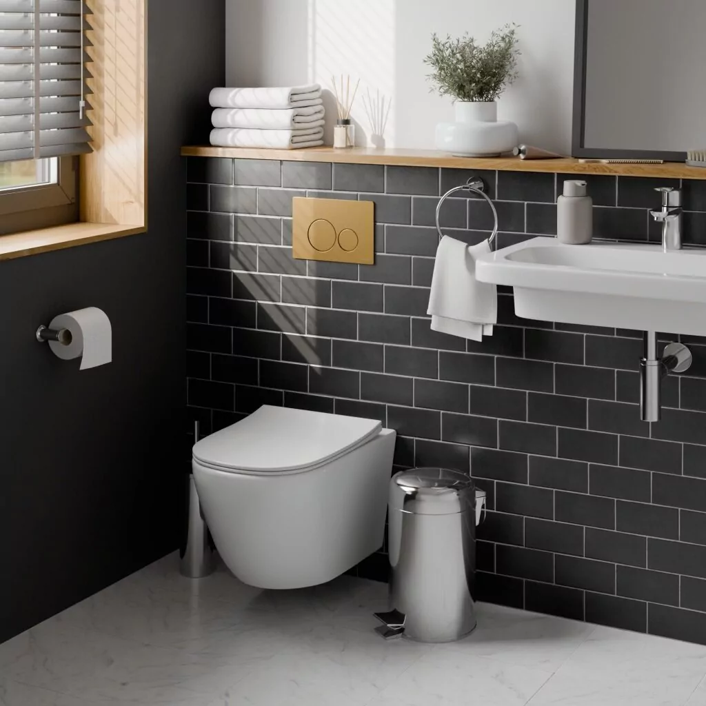 картинка Комплект 3 в 1 IBERICA BLANCA инсталляция с унитазом BILBAO ALTO IB.BLA.234.1B1 клавишей золото матовый INOX-O IB.B081.005.003 