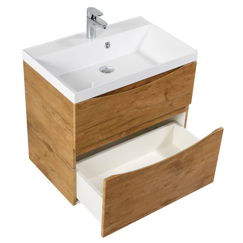 фото Тумба с раковиной подвесная BelBagno MARINO-H60 70 Rovere Nature, раковина белая 