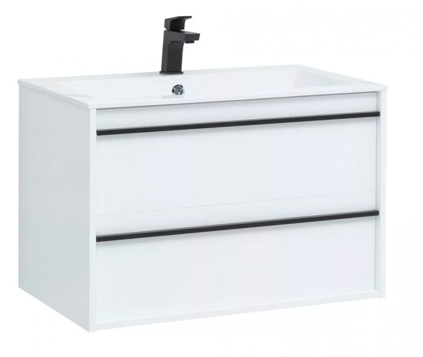 фото Тумба с раковиной Aquanet Lino 80 белый матовый арт. 00271947 