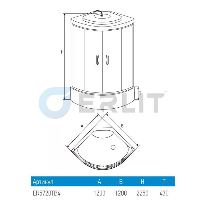 картинка Душевая кабина Erlit ER5720TB4 1200x1200x2250 