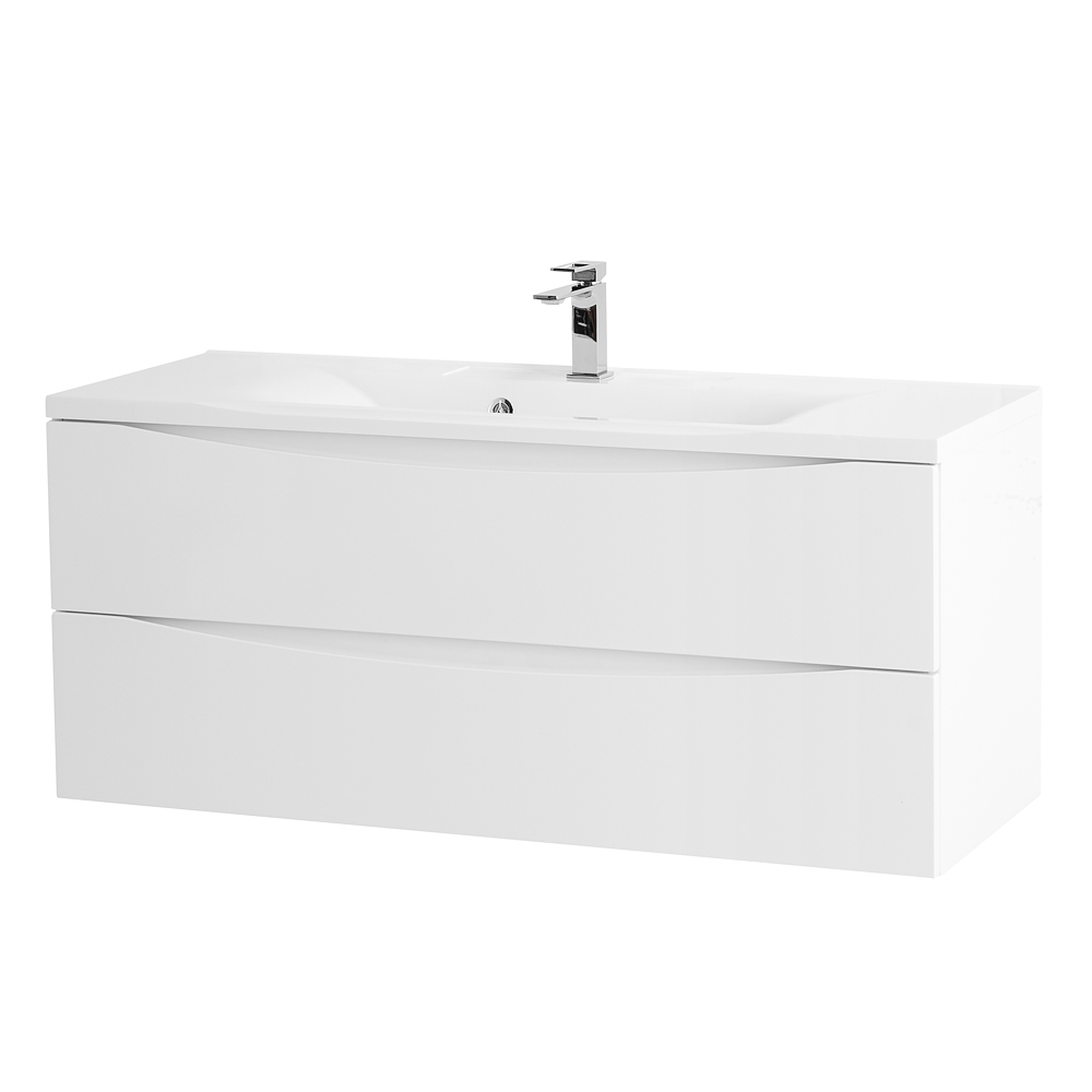 фото Тумба с раковиной подвесная BelBagno MARINO 120 Bianco Opaco, раковина белая 
