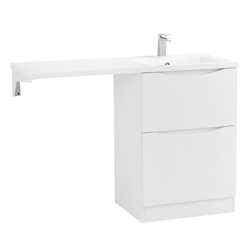 фото Тумба с раковиной напольная BelBagno LAVANDERIA-58/120-R Bianco Lucido, раковина белая 