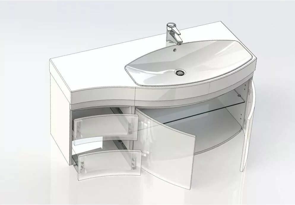 фото Тумба с раковиной Aquanet Опера 115 R белый (2 дверцы 2 ящика) арт. 00212992 