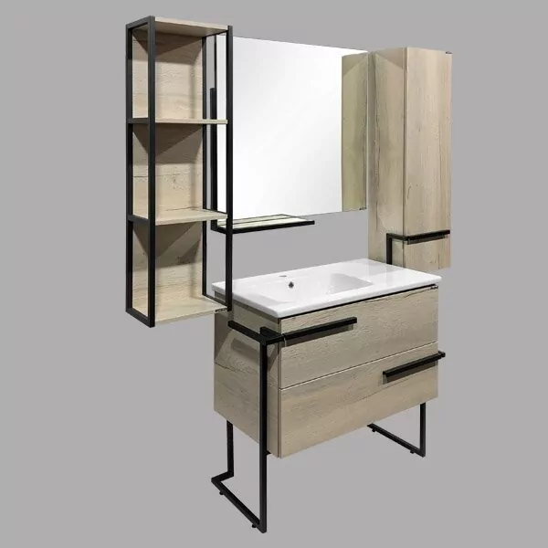 фото Тумба с раковиной Comforty Дюссельдорф 90 дуб дымчатый 