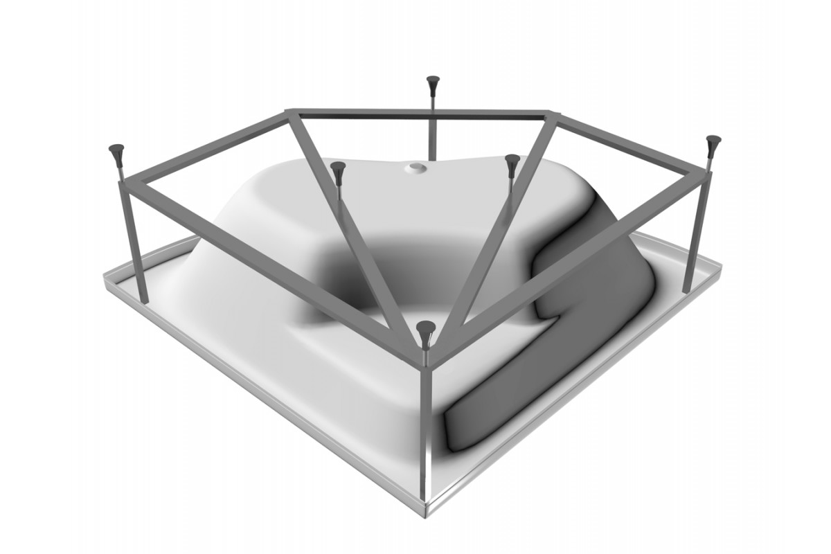 картинка Акриловая ванна Vayer Boomerang 150x150 с каркасом и слив-переливом 