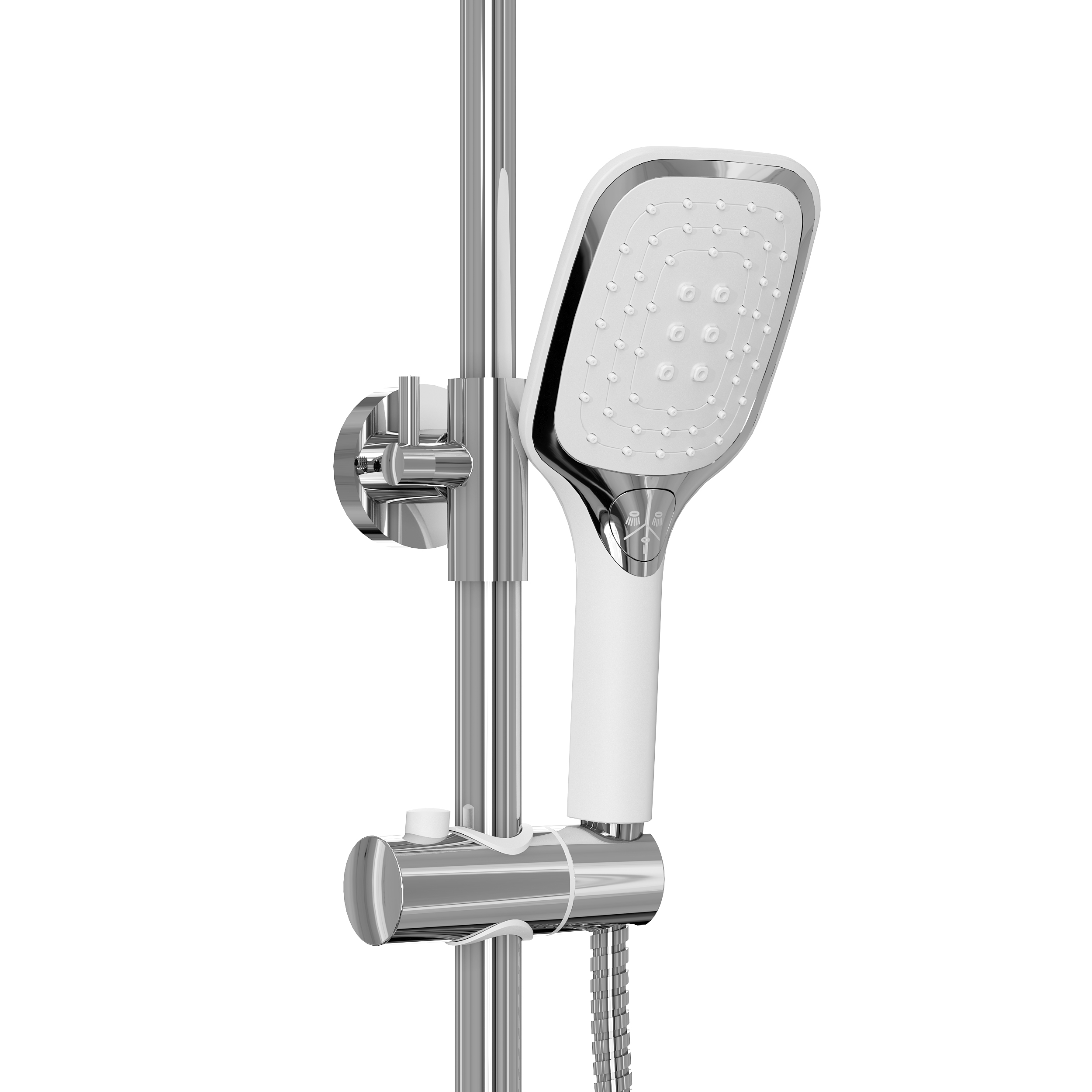 картинка Душевая стойка Grossman Alba 500.K35.06.100/000 с верхним душем ручной лейкой и смесителем хром с белым 