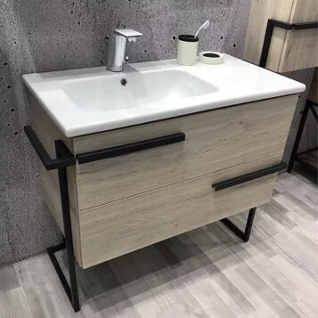 фото Тумба с раковиной Comforty Дюссельдорф 90 дуб дымчатый 