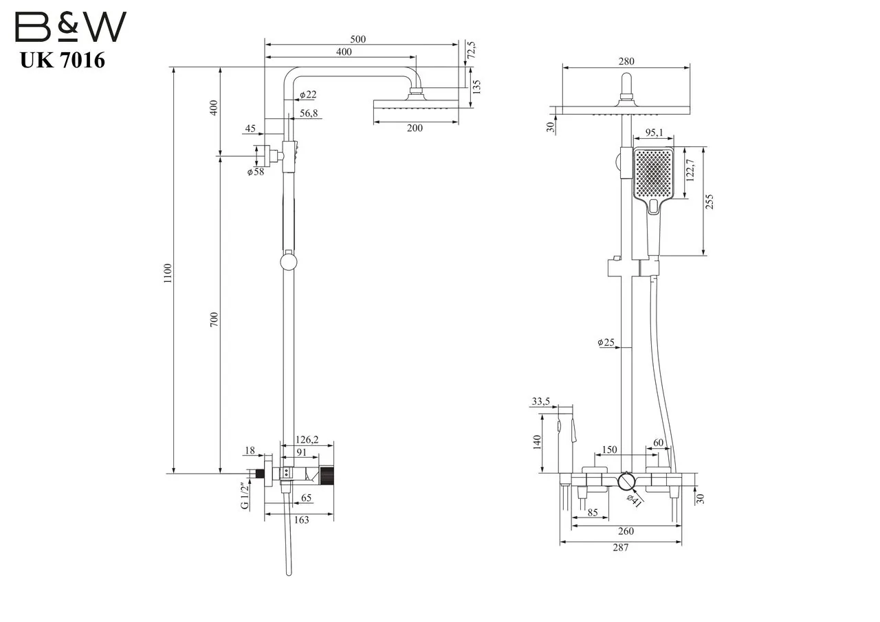 картинка Душевая стойка Black&White UK7016B 