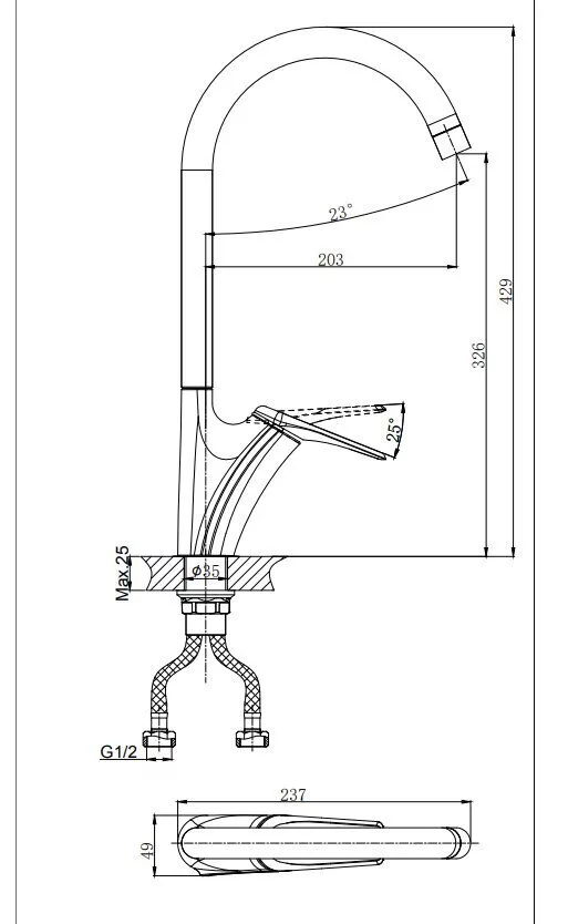 картинка Смеситель одноручный для кухни с поворотным изливом RUSH Nevis NE1735-22 