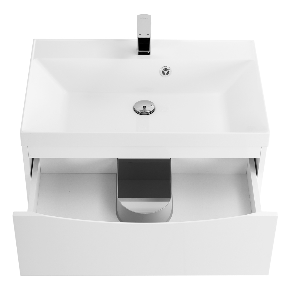 фото Тумба с раковиной подвесная BelBagno MARINO 70 Bianco Lucido, раковина белая 