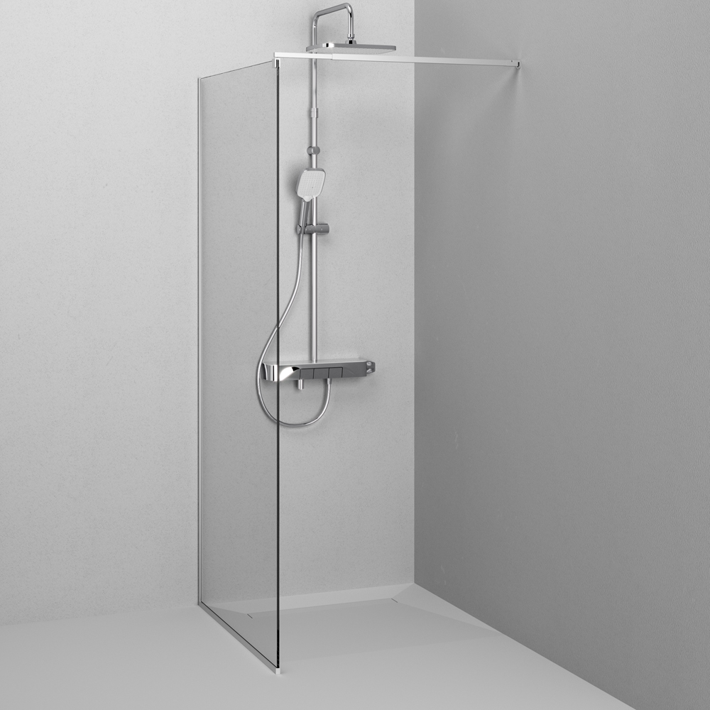 фото Душевая перегородка AM.PM Func W84WI-90-F1-MTE 90x200 прозрачная 8 мм с покрытием профиль матовый хром 