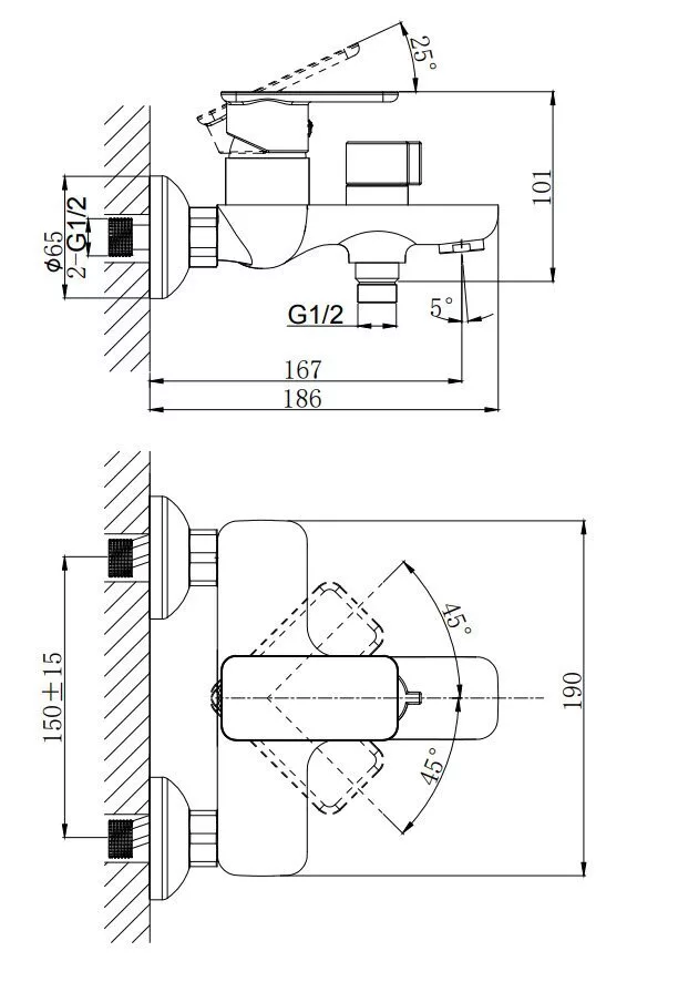 картинка Смеситель одноручный для ванны RUSH Bruny BR4335-44 