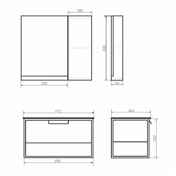 фото Тумба с раковиной Comforty Бонн 90 дуб темный, с раковиной Quadro 90 