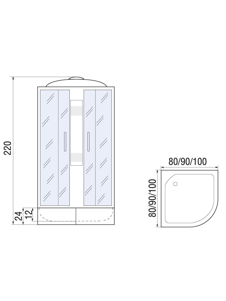 картинка Душевая кабина River NARA LIGHT XL 90/24 MT 