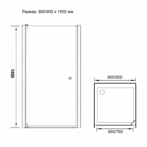 картинка Душевая дверь Veconi Vianno 90х185 стекло матовое профиль хром VN57-90-03-19C2 