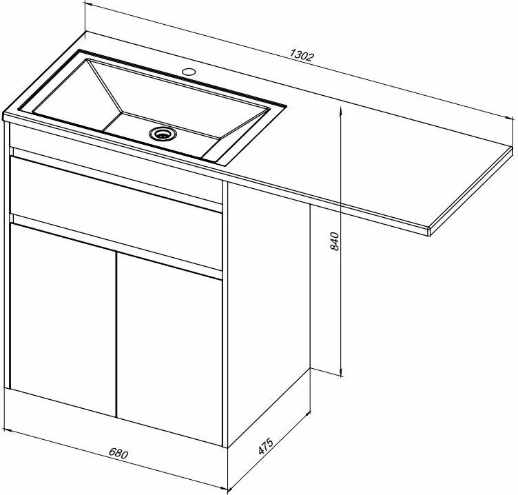 фото Тумба с раковиной Aquanet Токио 130 L белый (напольная, 1 ящик, 2 дверцы) арт. 00239215 