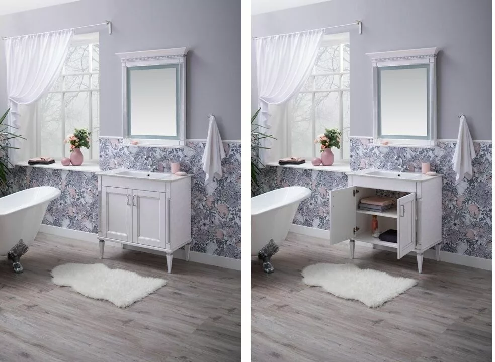 фото Тумба с раковиной Aquanet Селена 90 белый/серебро арт. 00233697 