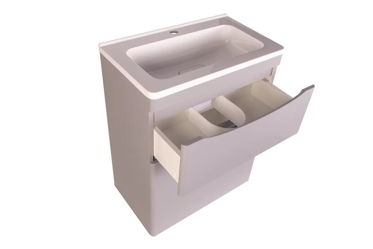 фото Тумба напольная Style Line Бергамо мини 60 2 ящика Люкс антискрейтч серый PLUS 