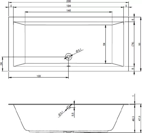 картинка Акриловая ванна Riho Lugo 200x90 