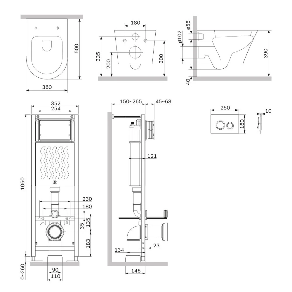 картинка Инсталляция ErgoFit с подвесным унитазом Aquaspin и клавишей AM.PM X-Joy IS110101.851900 