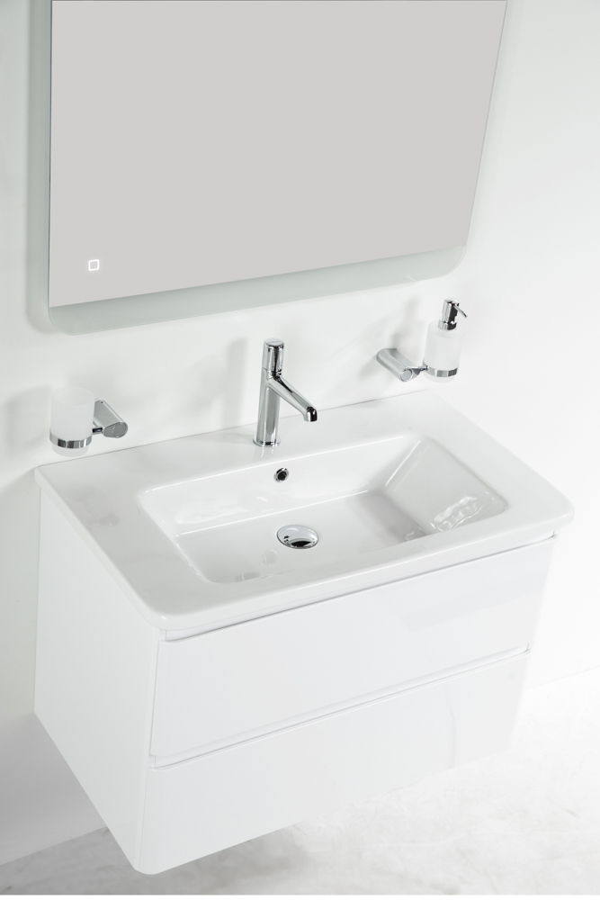 фото Тумба с раковиной подвесная BelBagno ALBANO-CER 105 Bianco Lucido, раковина белая 